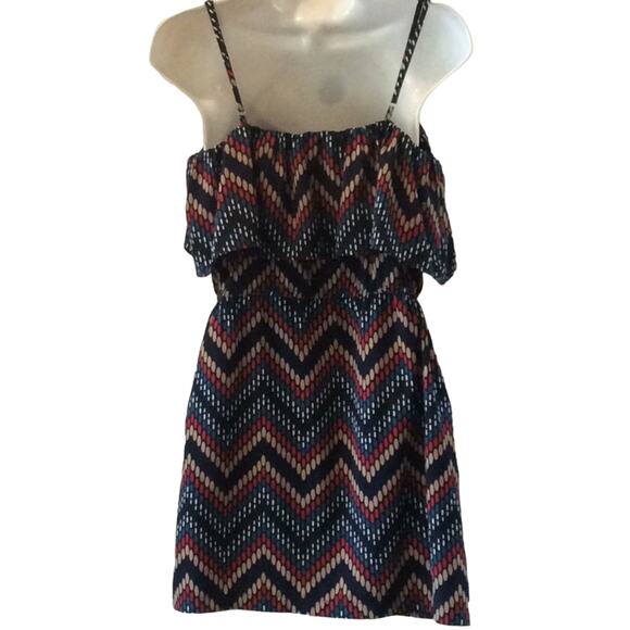 Chevron Flounce Juniors Mini Sundress Small - Picture 3 of 3